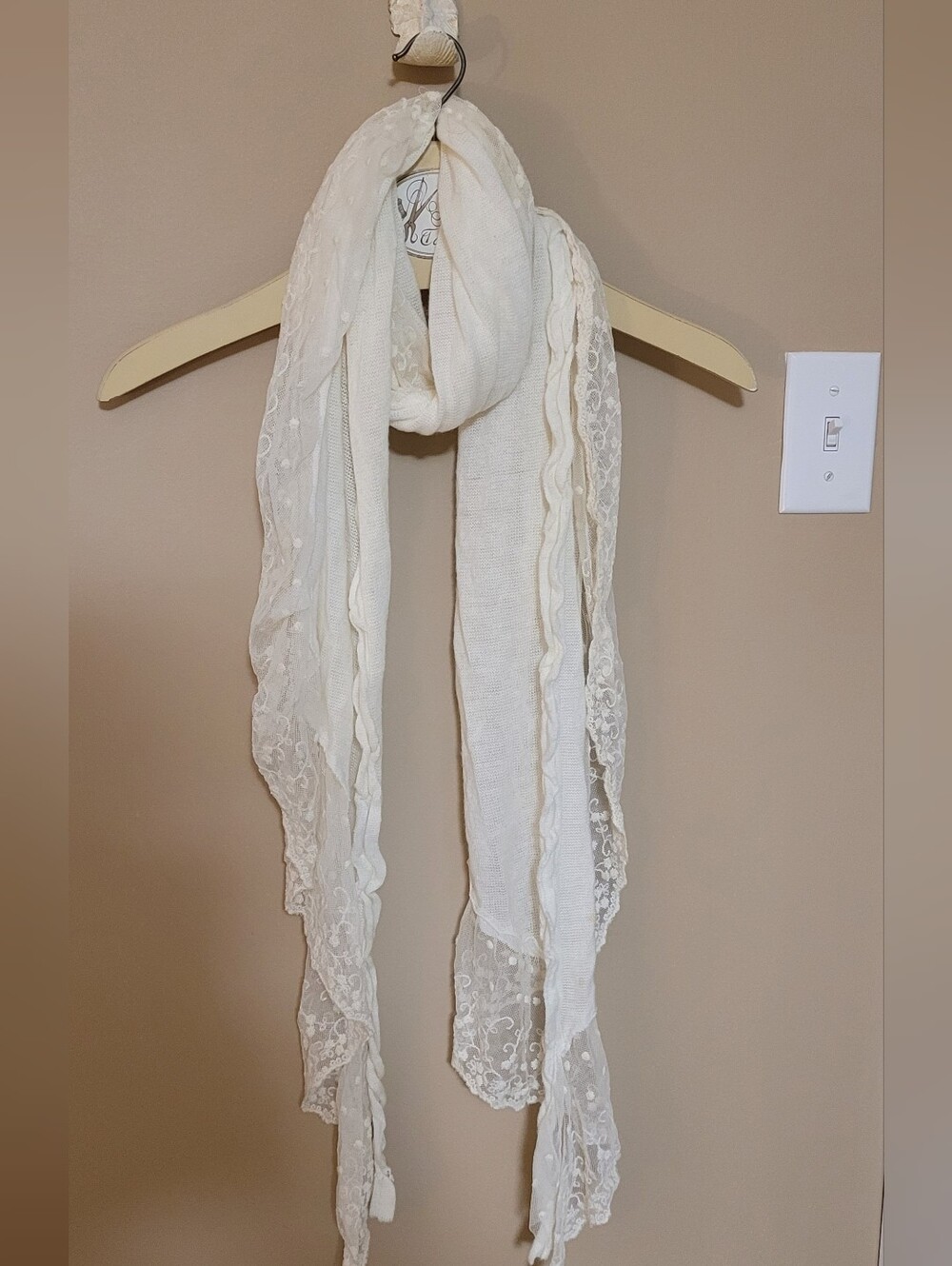 💚10 for $10💚 Bundle and save Ricki's Cream Lace-Trim Scarf